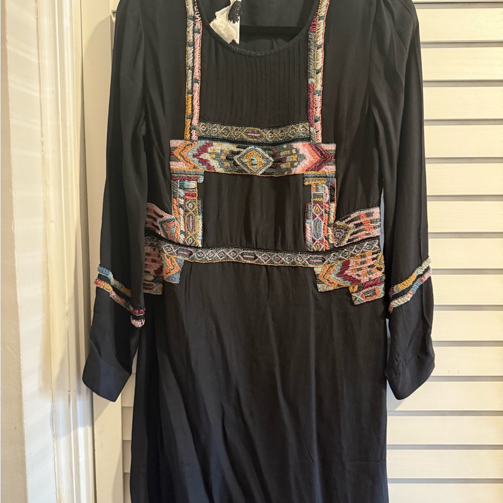 Embroidered Black Dress
